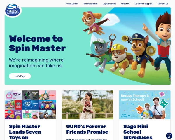 screenshot of Spin Master Corp. website