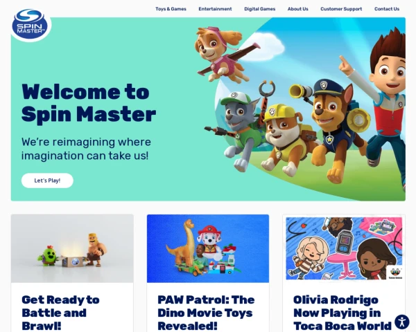 screenshot of Spin Master Corp. website