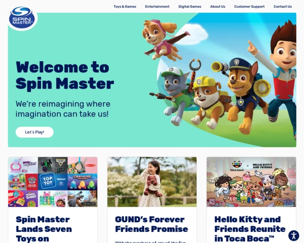 screenshot of Spin Master Corp. website