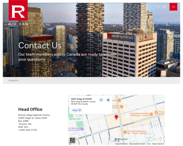 screenshot of RioCan Real Estate Investment Trust website