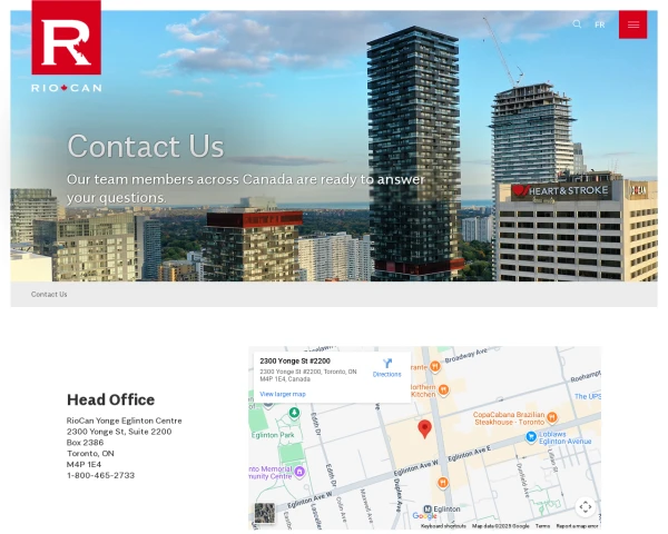 screenshot of RioCan Real Estate Investment Trust website