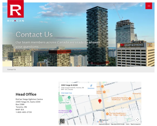 screenshot of RioCan Real Estate Investment Trust website