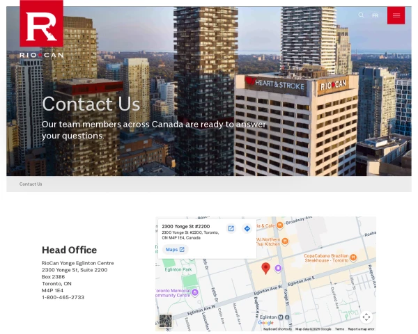 screenshot of RioCan Real Estate Investment Trust website