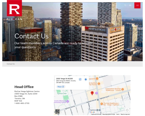 screenshot of RioCan Real Estate Investment Trust website