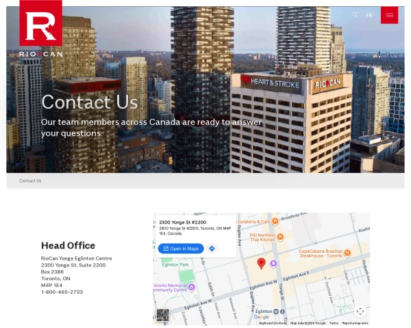 screenshot of RioCan Real Estate Investment Trust website