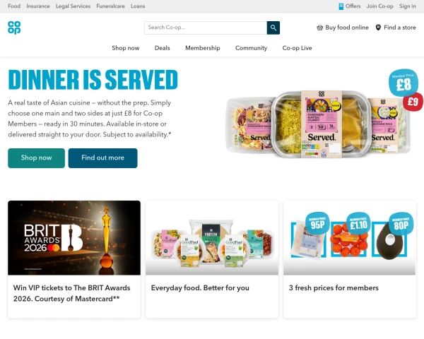 screenshot of The Cooperative website
