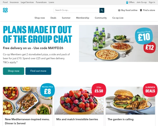 screenshot of The Cooperative website