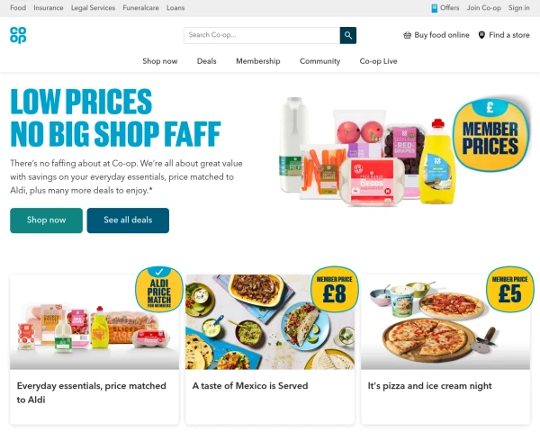 screenshot of The Cooperative website
