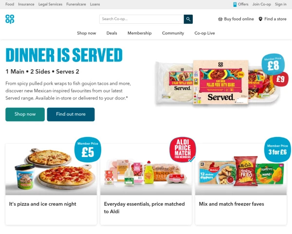 screenshot of The Cooperative website