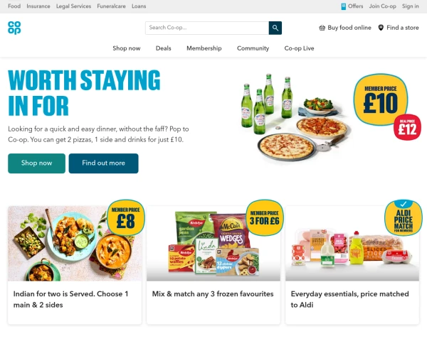 screenshot of The Cooperative website