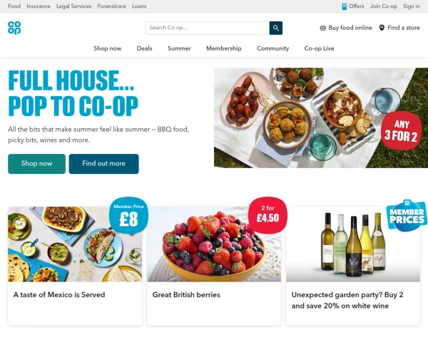 screenshot of The Cooperative website