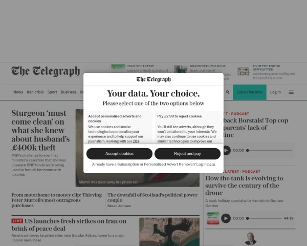 screenshot of The Daily Telegraph website