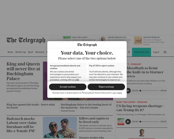 screenshot of The Daily Telegraph website