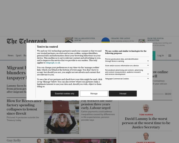 screenshot of The Daily Telegraph website