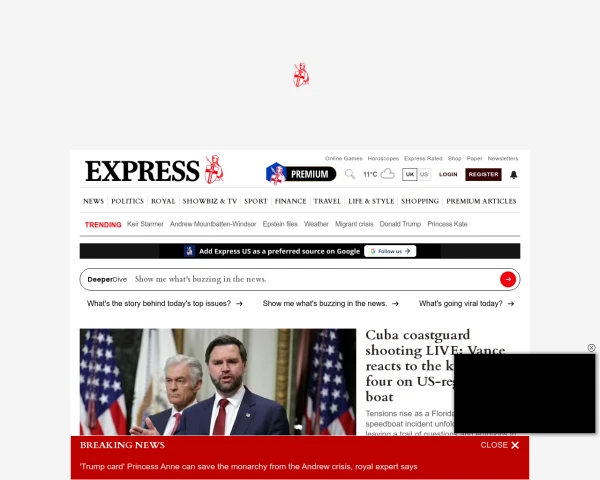 screenshot of Daily Express website