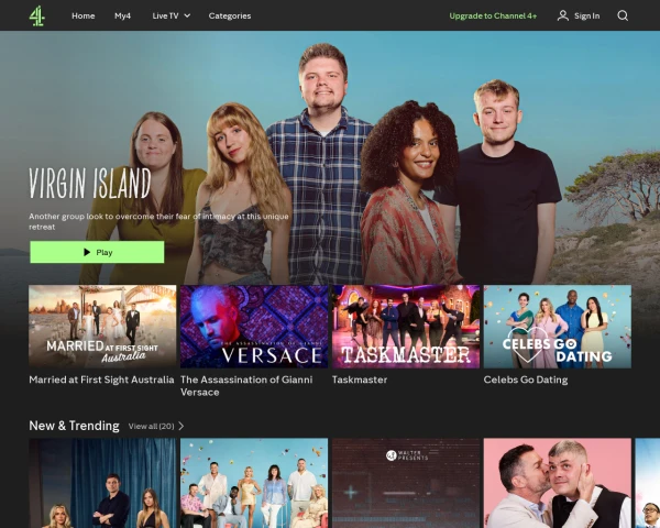 screenshot of Channel Four website