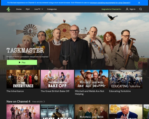 screenshot of Channel Four website