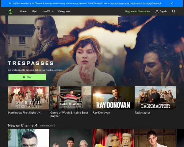 screenshot of Channel Four website
