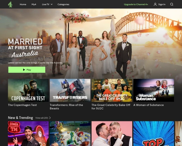 screenshot of Channel Four website