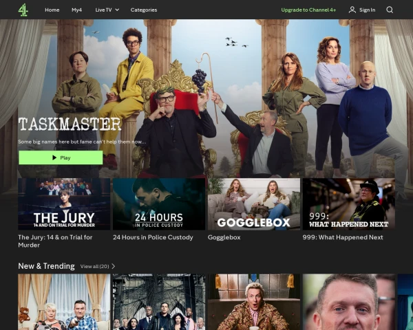 screenshot of Channel Four website