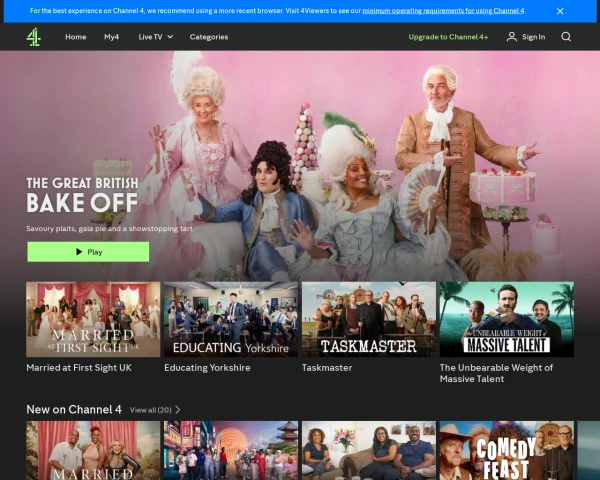 screenshot of Channel Four website
