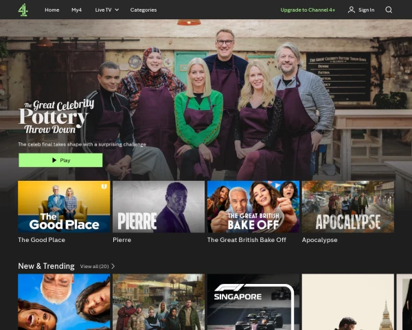 screenshot of Channel Four website