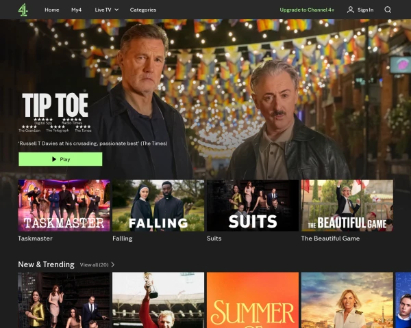 screenshot of Channel Four website