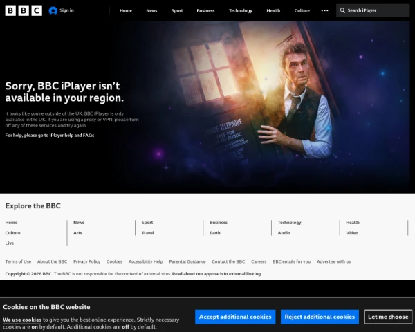 screenshot of BBC website