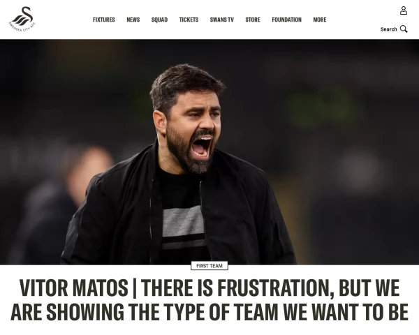 screenshot of Swansea City FC website