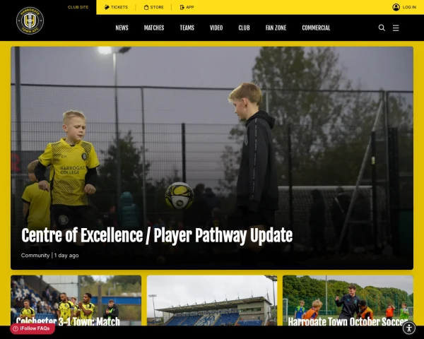 screenshot of Harrogate Town FC website