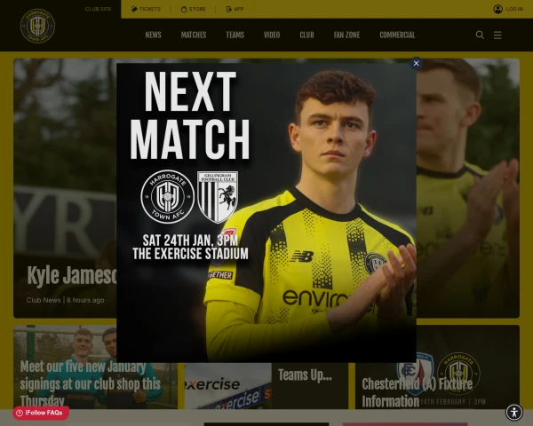 screenshot of Harrogate Town FC website