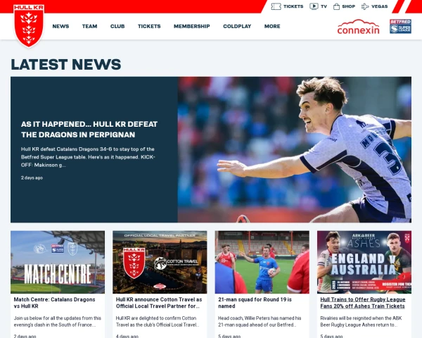 screenshot of Hull KR RFL website