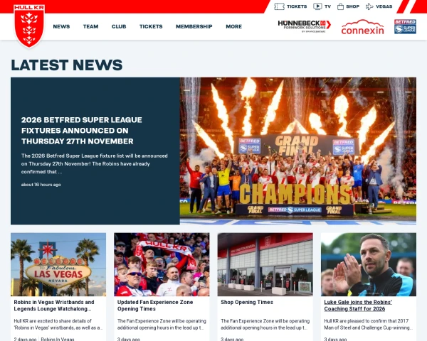 screenshot of Hull KR RFL website