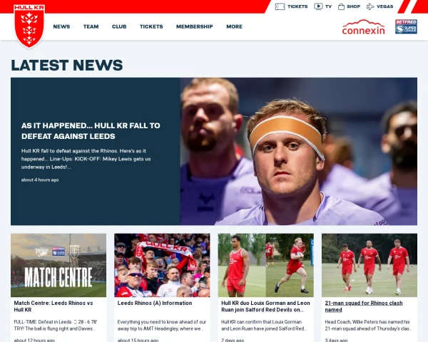 screenshot of Hull KR RFL website