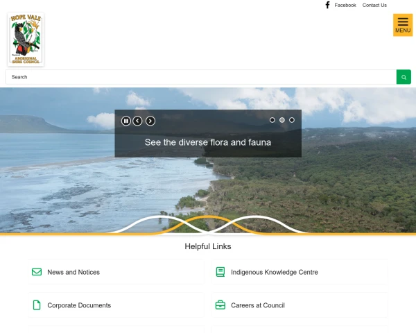 screenshot of Hope Vale Aboriginal Shire Council website