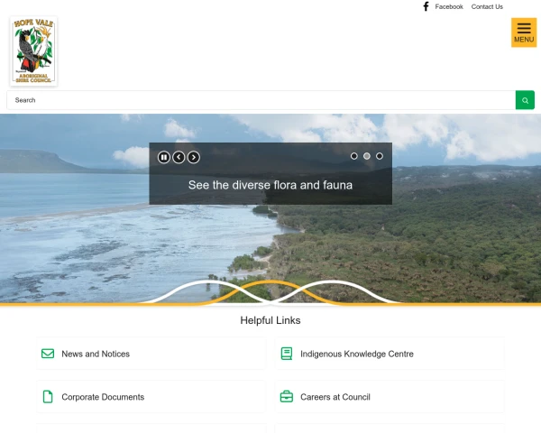 screenshot of Hope Vale Aboriginal Shire Council website