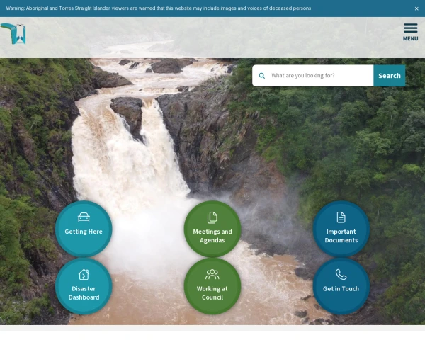 screenshot of Wujal Wujal Aboriginal Shire Council website