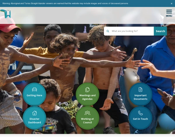 screenshot of Wujal Wujal Aboriginal Shire Council website