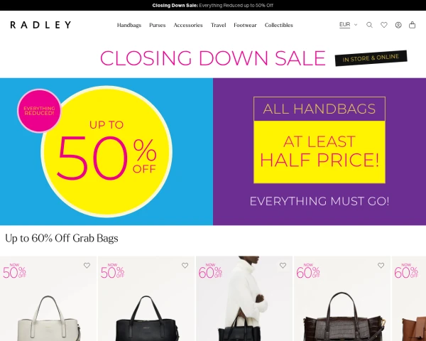 screenshot of Radley website