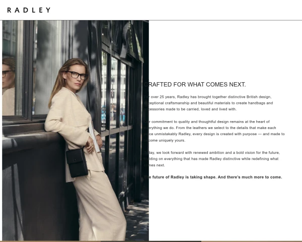 screenshot of Radley website
