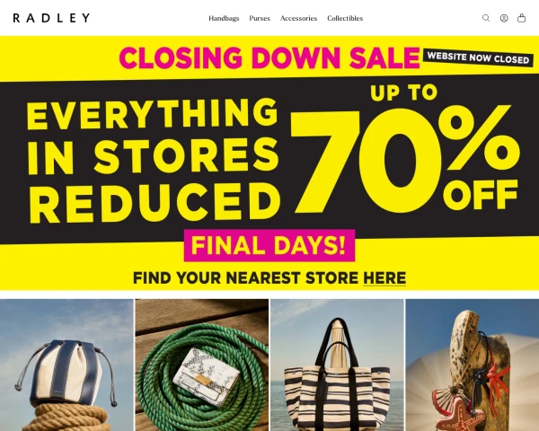 screenshot of Radley website