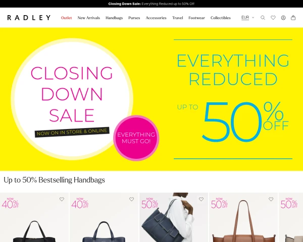 screenshot of Radley website