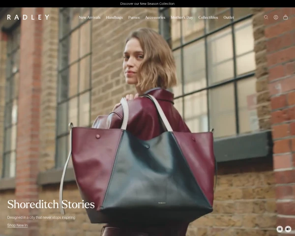 screenshot of Radley website