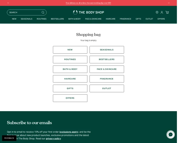 screenshot of The Body Shop website