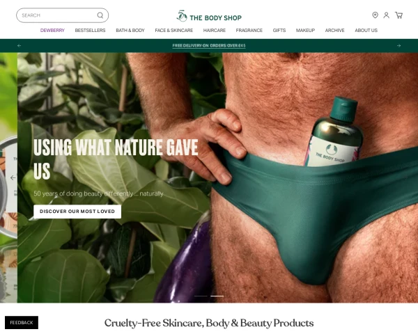 screenshot of The Body Shop website