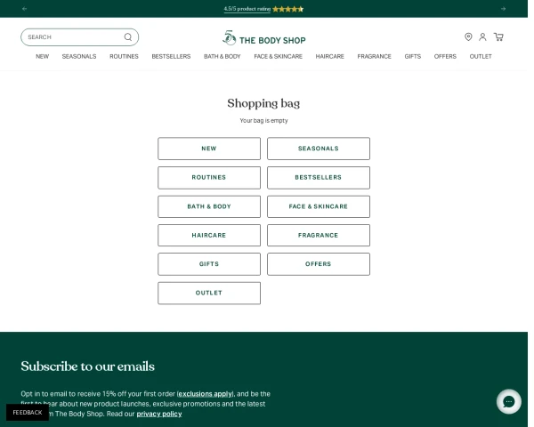 screenshot of The Body Shop website