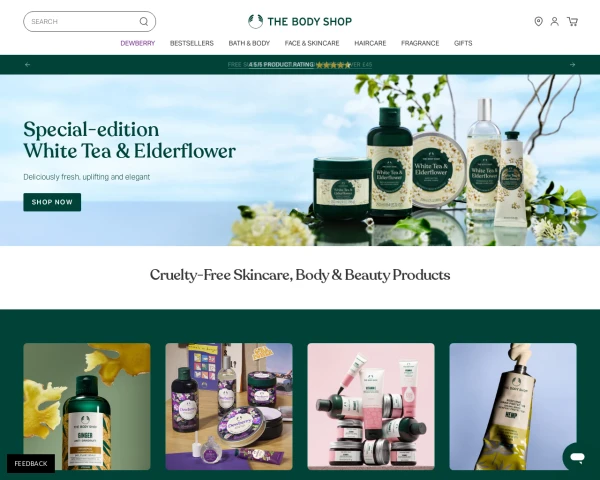 screenshot of The Body Shop website