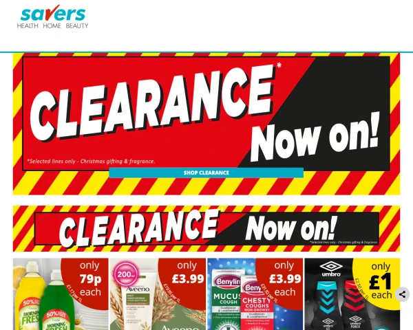 screenshot of Savers website