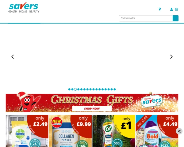 screenshot of Savers website