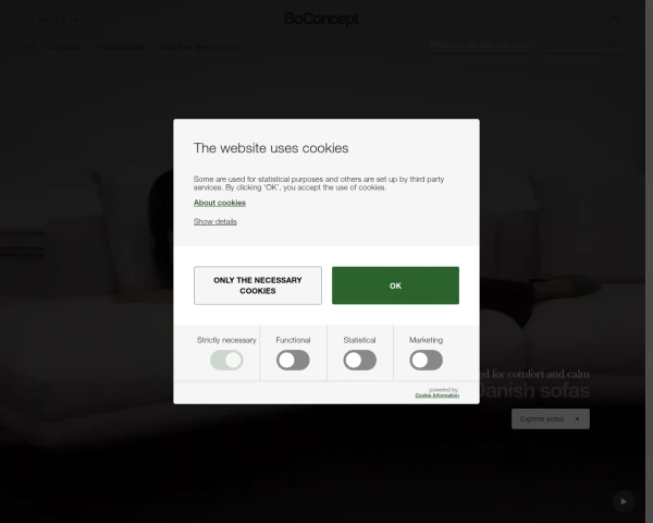 screenshot of Bo Concept website